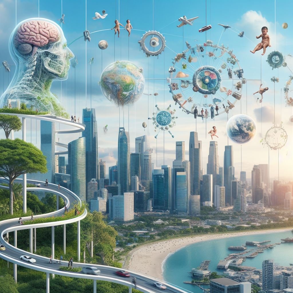 An image showing a futuristic cityscape to illustrate an article about Bronfenbrenner's ecological theory on self-transcendence.org 