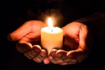 hands, open, candle, Prayer