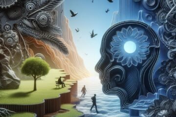 An image of a human mind looking at nature, to illustrate an article about resilience, on self-transcendence.org