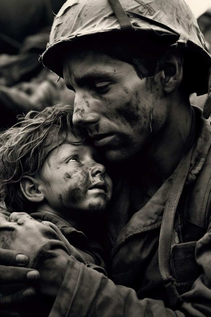 ai generated, soldier, man, child, war, emotional, war, emotional, emotional, emotional, emotional, emotional