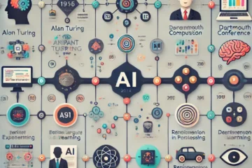 A timeline depicting the development of Artificial Intelligence (AI)