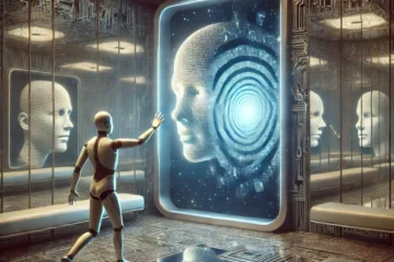 A futuristic room representing AI self-awareness