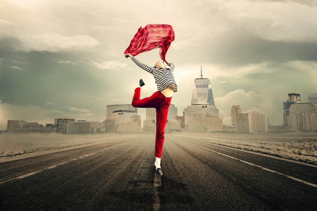 freedom, woman, road, city, happy, girl, young woman, scarf, cloth, dance, balance, joy of life, urban, photomontage, woman, road, city, city, city, happy, happy, happy, happy, happy, girl, girl, girl, dance, dance, dance, dance