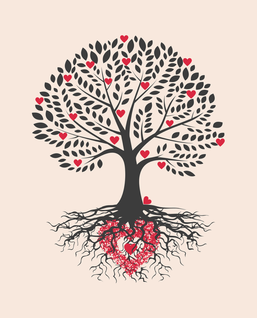 love, harvest, nature, drawing, tree of life, heart, plants, tree, who sows love, to harvest