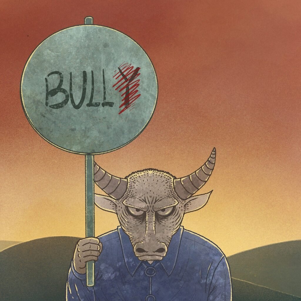 bull, bully, angry, cow, surreal, cartoon, painting, imagination, fantasy, creativity, drawing, art