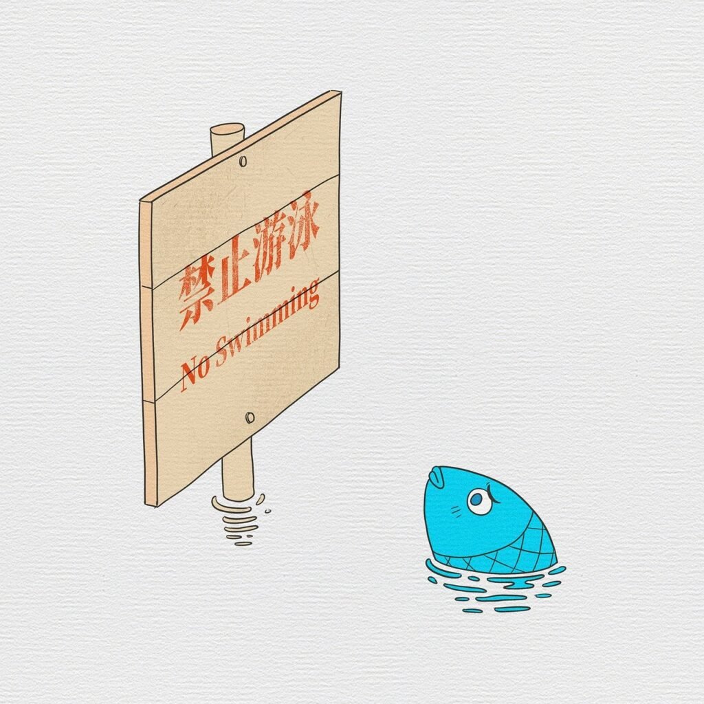 painting, creativity, prohibition, billboard, paradox, fish, nature, swimming, freedom of speech, society, water