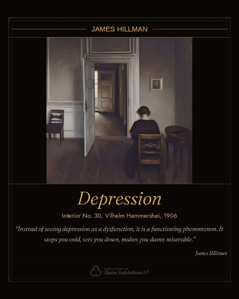 James Hillman - Depression, monochrome image of James Hillman, psychologist